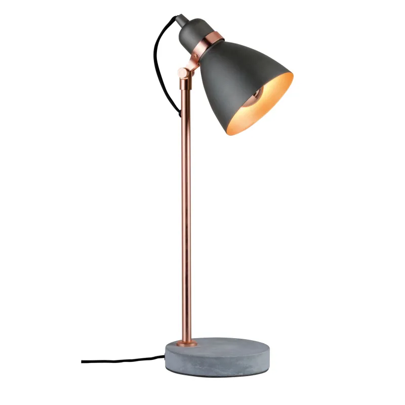 Neordic Orm lampe de table max 1x20W E27 Gris/Cuivre mat 230V Béton...
