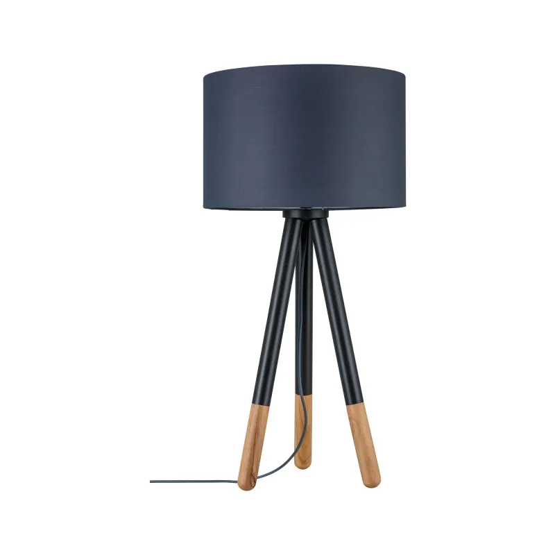Neordic Rurik lampe de table max 1x20W E27 Gris/Bois 230V Tissu/Mét...