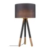 Neordic Rurik lampe de table max 1x20W E27 Gris/Bois 230V Tissu/Mét...