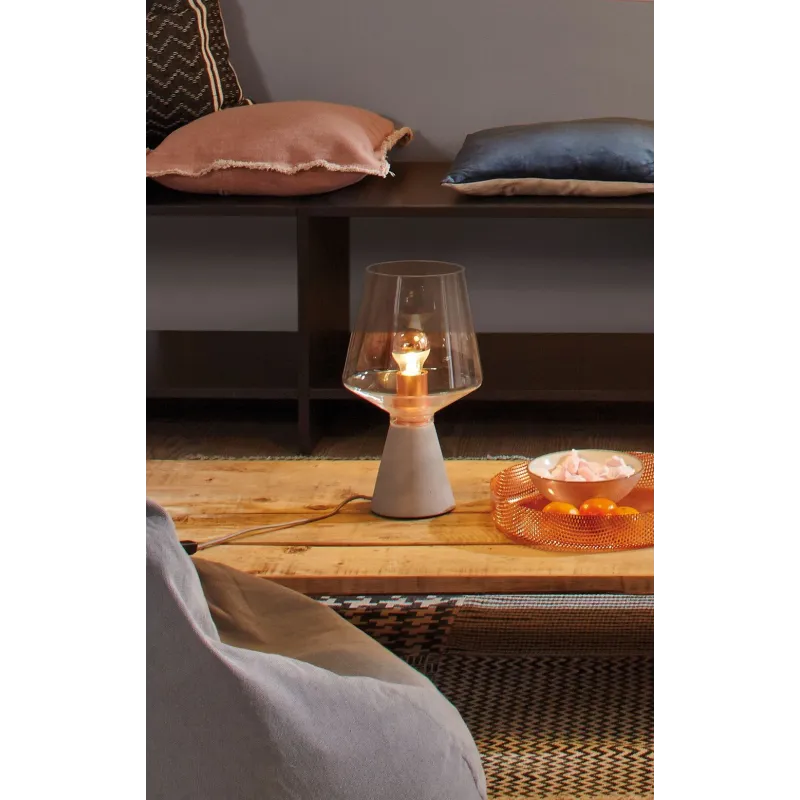 Neordic Yorik lampe de table max 1x20W E27 Clair/Gris/Cuivre Verre/...