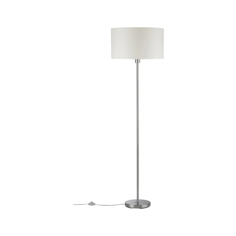Lampadaire Tessa max 1x60W E27 Crème Acier brossé 230 V, métal/tiss...