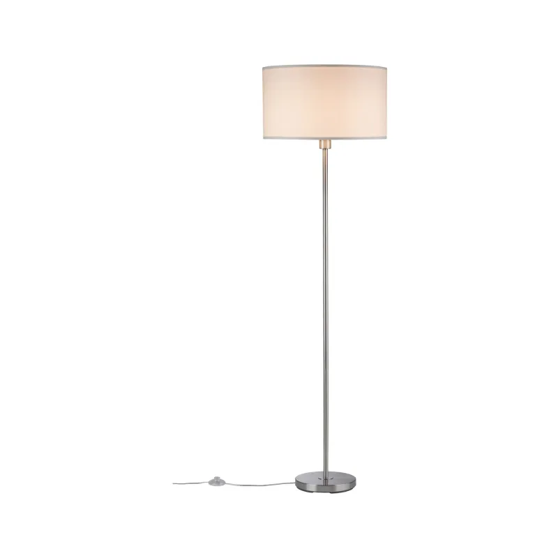 Lampadaire Tessa max 1x60W E27 Crème Acier brossé 230 V, métal/tiss...