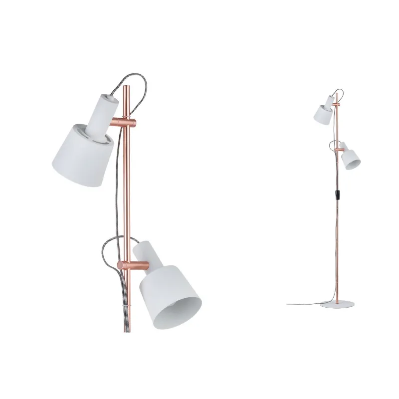 Neordic Haldar lampadaire max 2x20W E14 Blanc/Cuivre mat 230V Métal...