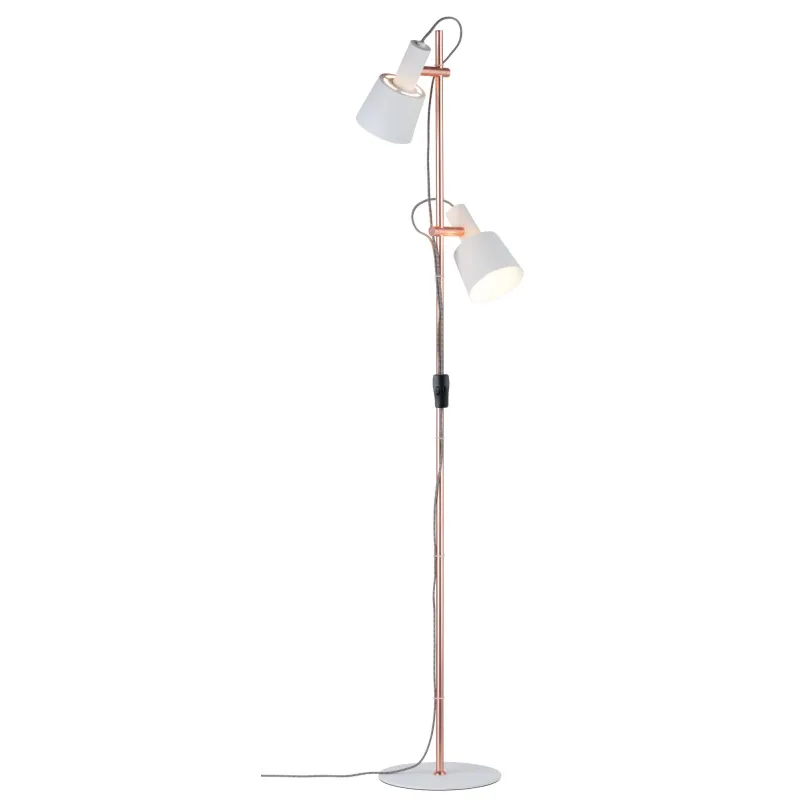 Neordic Haldar lampadaire max 2x20W E14 Blanc/Cuivre mat 230V Métal...