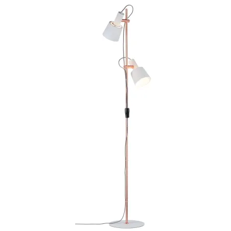 Neordic Haldar lampadaire max 2x20W E14 Blanc/Cuivre mat 230V Métal...