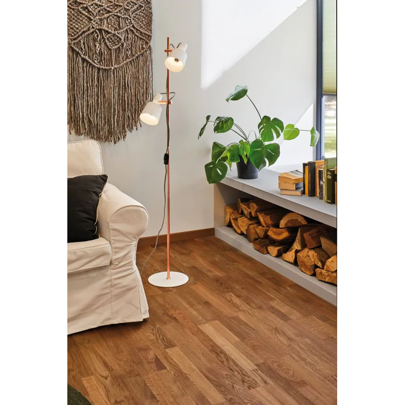 Neordic Haldar lampadaire max 2x20W E14 Blanc/Cuivre mat 230V Métal...