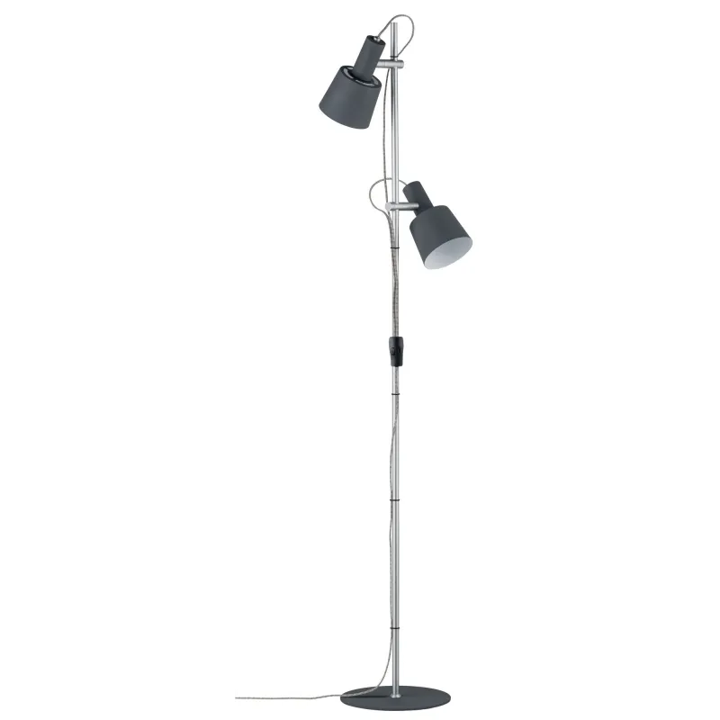 Neordic Haldar lampadaire max2x20W E14 Gris foncé Mat 230V Métal - ...