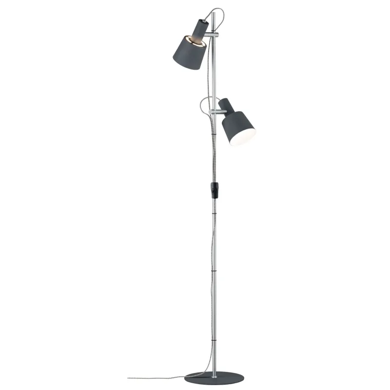 Neordic Haldar lampadaire max2x20W E14 Gris foncé Mat 230V Métal - ...