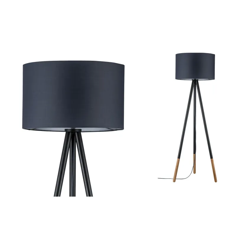 Neordic Rurik Lampadaire max 1x20W E27 Gris/Bois 230V Tissu/Métal/B...
