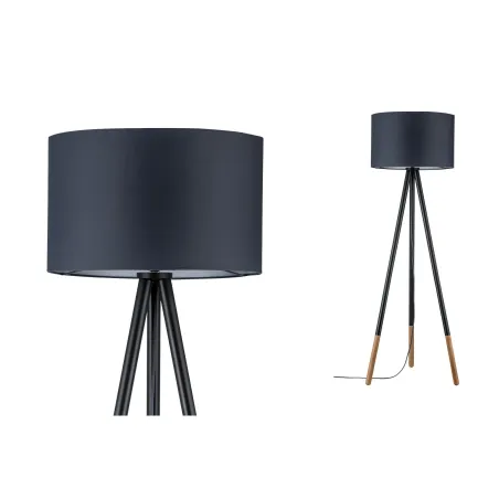Neordic Rurik Lampadaire max 1x20W E27 Gris/Bois 230V Tissu/Métal/B...