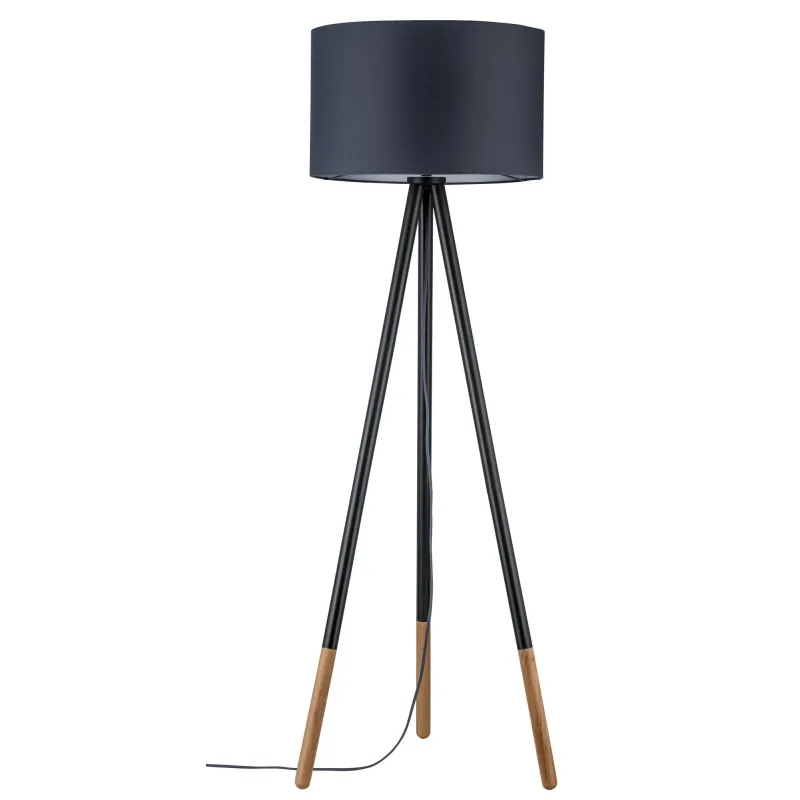 Neordic Rurik Lampadaire max 1x20W E27 Gris/Bois 230V Tissu/Métal/B...