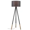 Neordic Rurik Lampadaire max 1x20W E27 Gris/Bois 230V Tissu/Métal/B...