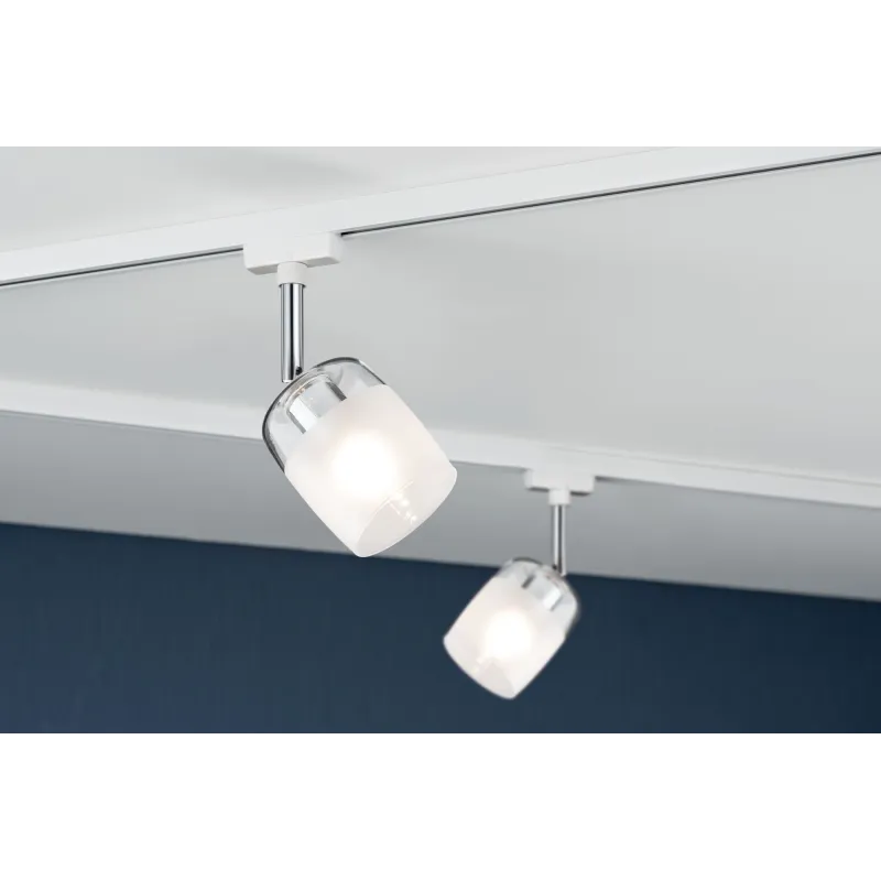 URail Spot Blossom blanc clair-/verre satiné sans ampoule, max. 10 W G9 