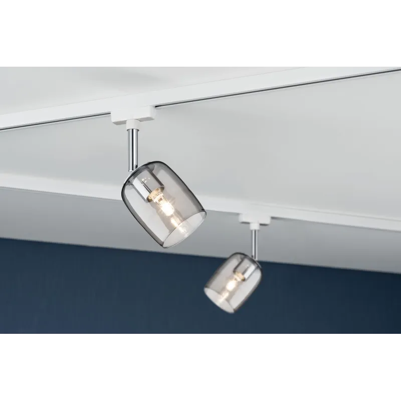 Spot URail Blossom blanc verre fumé sans ampoule, max. 10 W G9