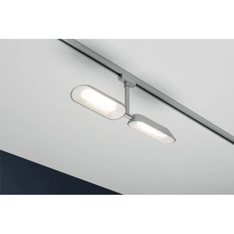 Système URail spot Dipper 2x8W chrome matt/Blanc 230 V metal/Syn reglable