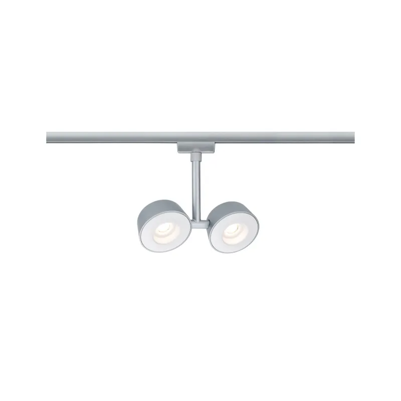 Système URail spot Double Pellet 2x4 W chrome mat/Blanc 230 V metal/Syn reglable