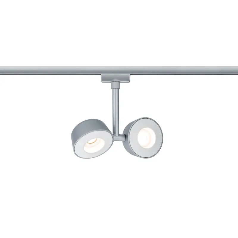 Système URail spot Double Pellet 2x4 W chrome mat/Blanc 230 V metal/Syn reglable