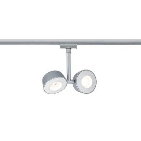 Système URail spot Double Pellet 2x4 W chrome mat/Blanc 230 V metal/Syn reglable