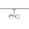 Système URail spot Double Pellet 2x4 W chrome mat/Blanc 230 V metal/Syn reglable
