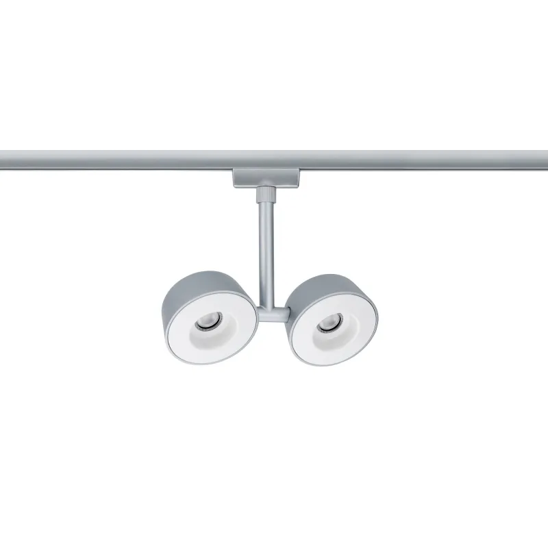 Système URail spot Double Pellet 2x4 W chrome mat/Blanc 230 V metal/Syn reglable