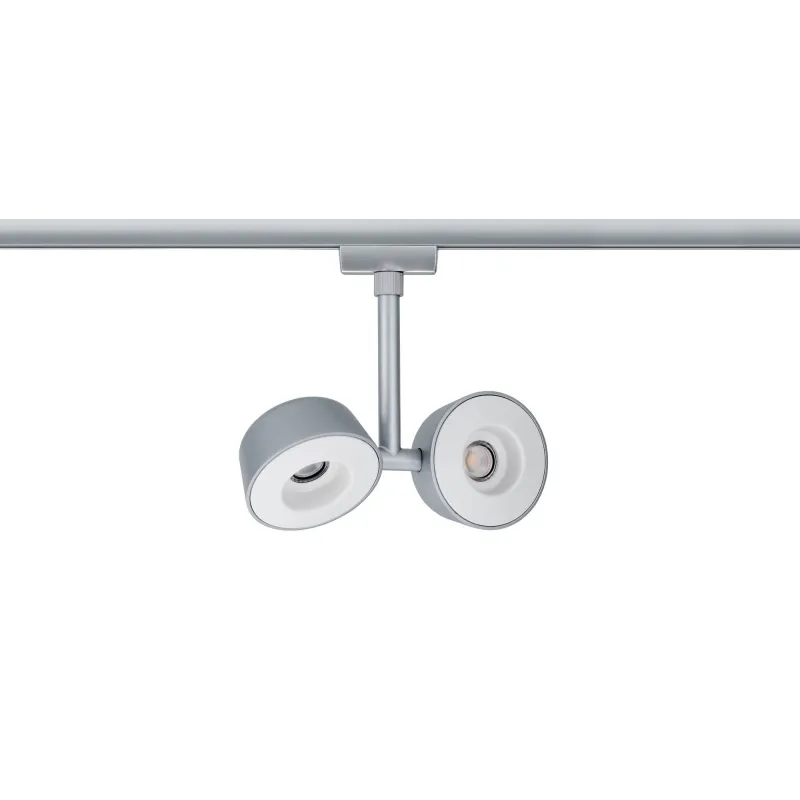 Système URail spot Double Pellet 2x4 W chrome mat/Blanc 230 V metal/Syn reglable