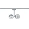 Système URail spot Double Pellet 2x4 W chrome mat/Blanc 230 V metal/Syn reglable