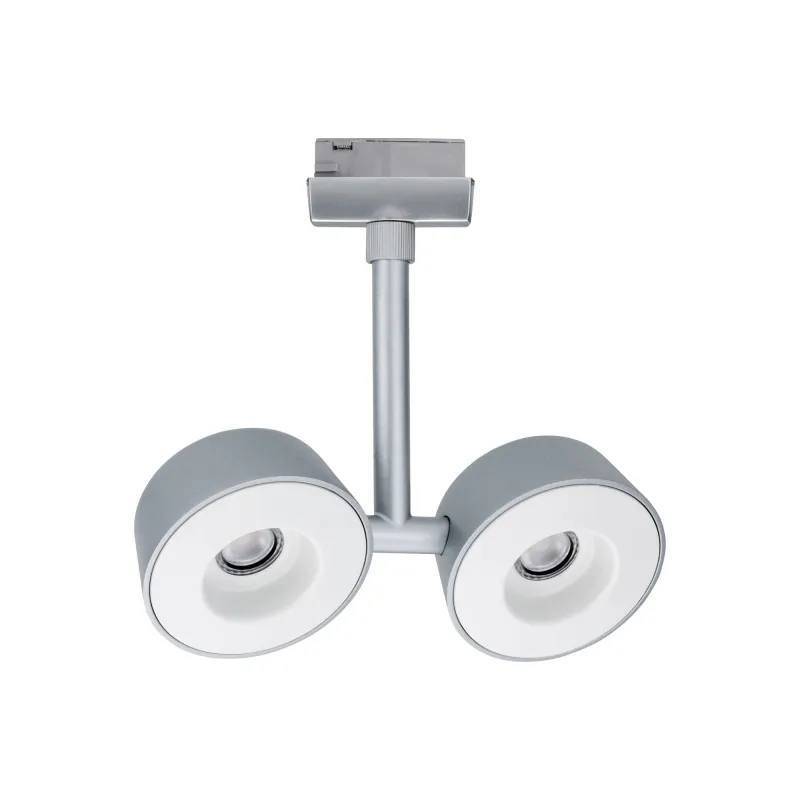 Système URail spot Double Pellet 2x4 W chrome mat/Blanc 230 V metal/Syn reglable