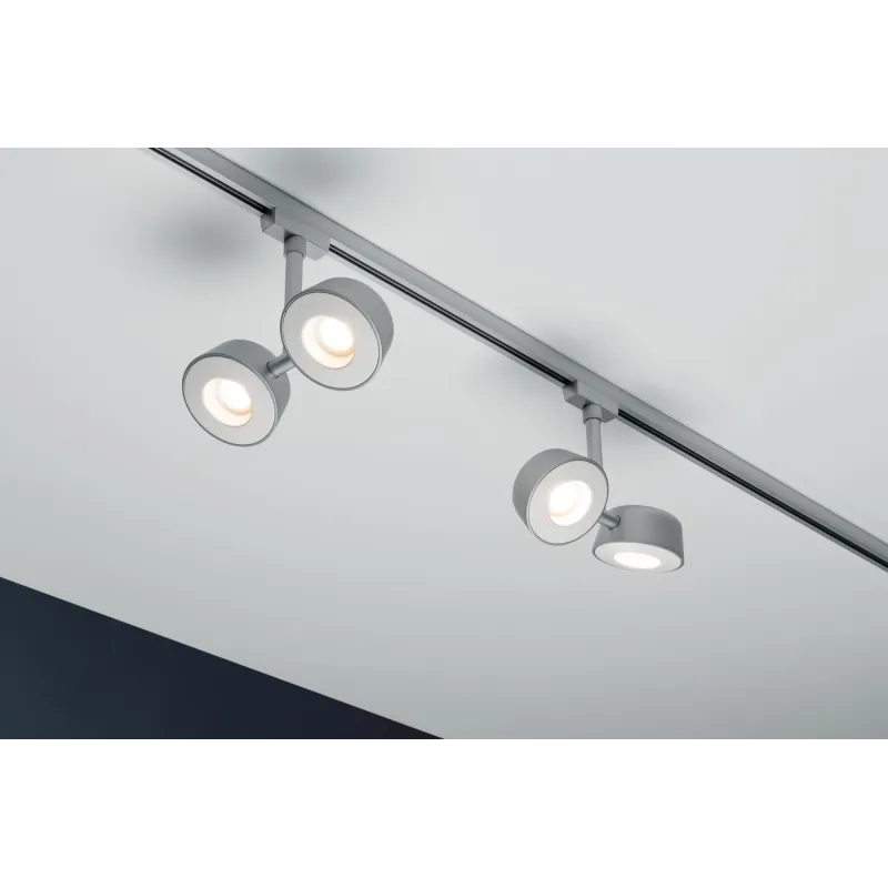 Système URail spot Double Pellet 2x4 W chrome mat/Blanc 230 V metal/Syn reglable