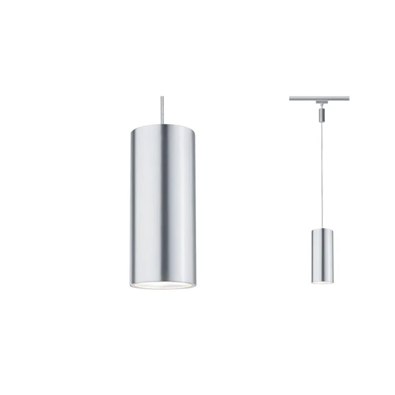 URail, LED-suspension, 1x6W, Barrel 230V, Chrome mat / Alu anodisé 