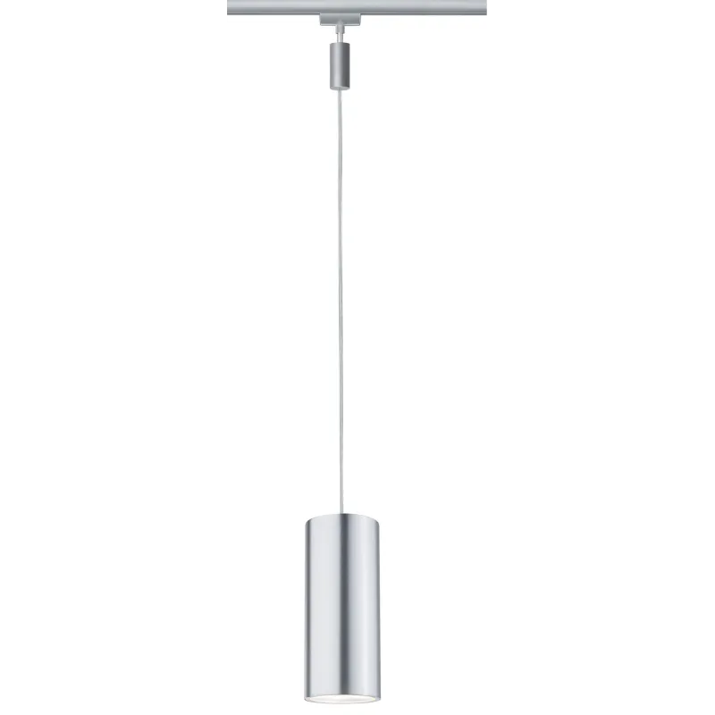 URail, LED-suspension, 1x6W, Barrel 230V, Chrome mat / Alu anodisé 
