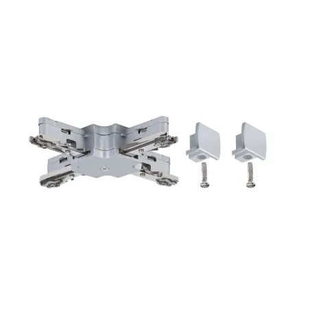 URail, acc. système rail, connecteur en X 230V, chrome mate 