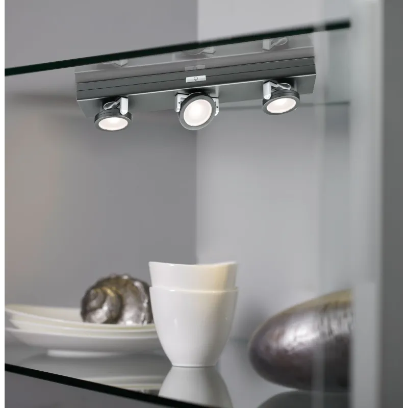 fonction Rotate LED Balken dimmable Anthraciteaci te chrome mat 6x1,5V AAA plastique