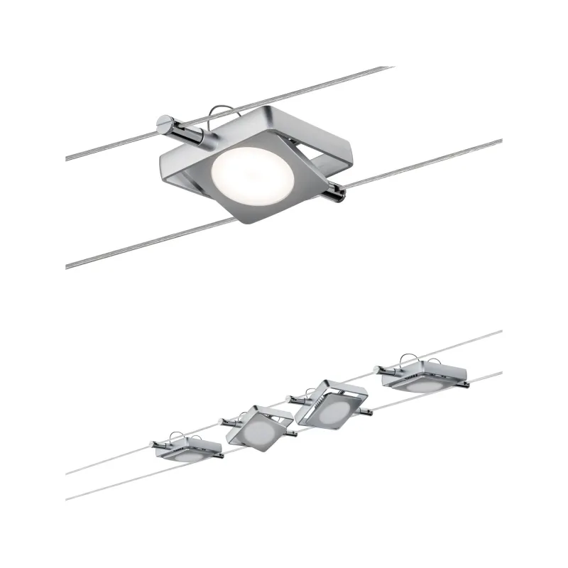 kit câble tendu LED, 4x4W, MacLED 230/12V DC, chrome mat