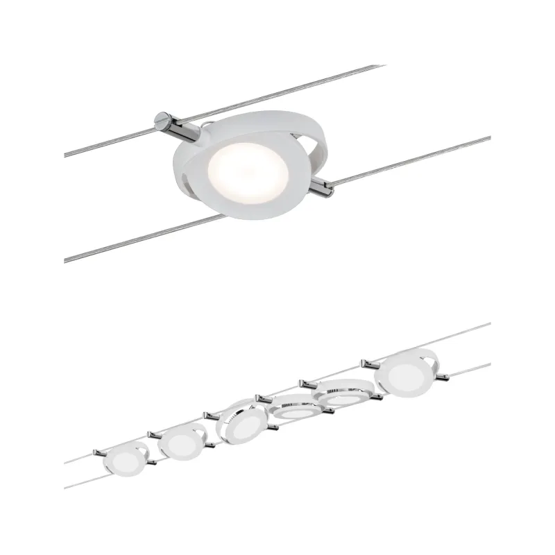 Kit câble DC LED kit RoundMac 6x4W blanc mat 230V/12V DC 30VA Métal
