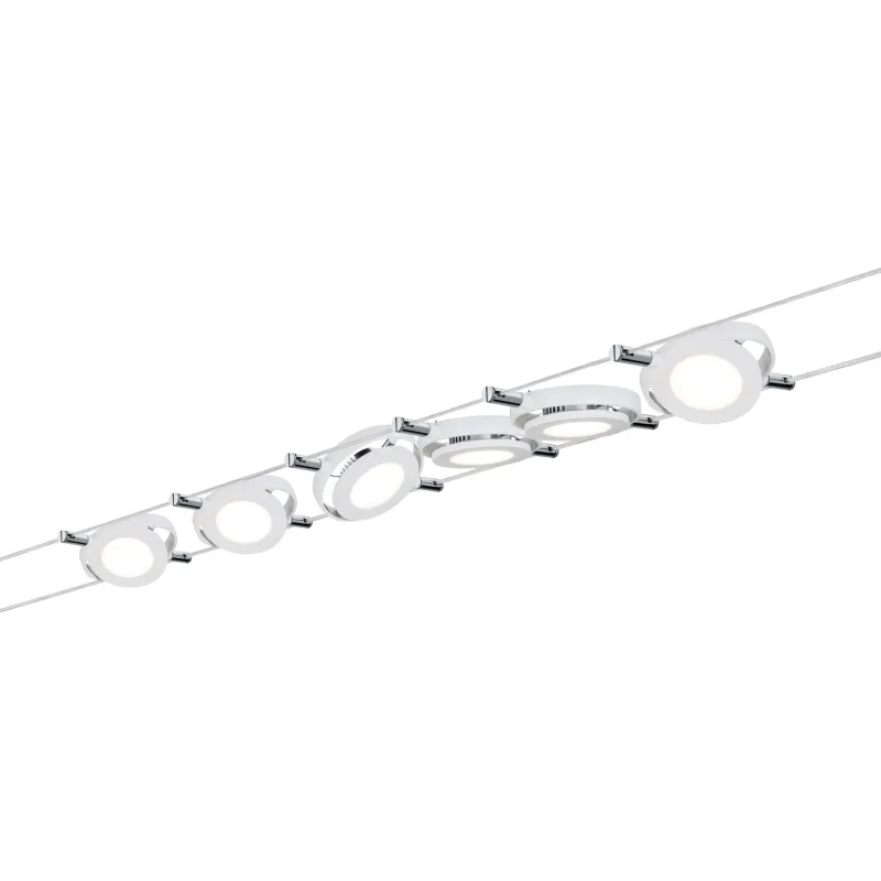 Kit câble DC LED kit RoundMac 6x4W blanc mat 230V/12V DC 30VA Métal