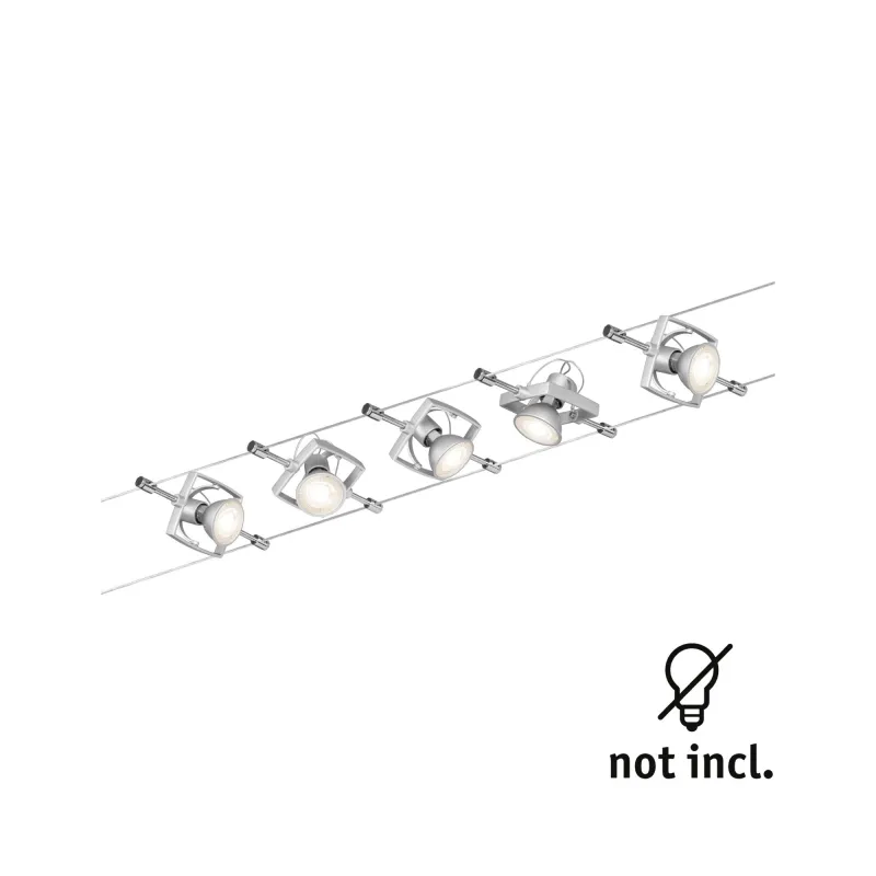 systeme cable tendu Set Mac II max. 5x10W GU5,3 chrome mat 230/12V 60 VA Métal/plastique