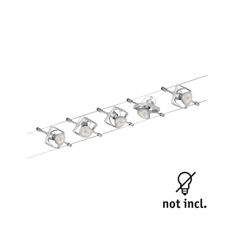 systeme cable tendu Set Mac II max. 5x10W GU5,3 chrome mat 230/12V 60 VA Métal/plastique