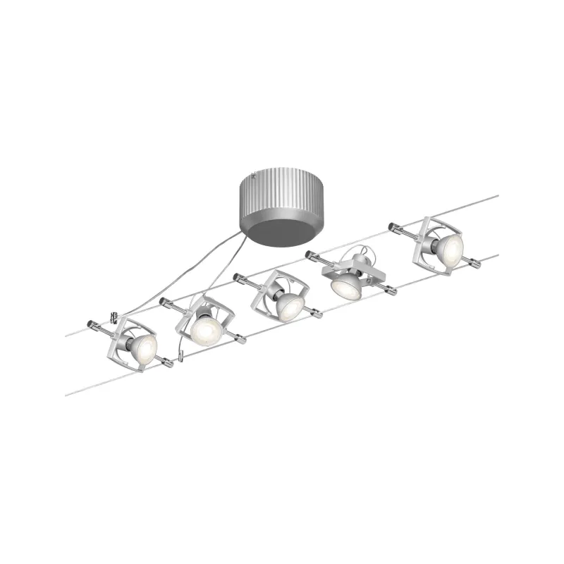 systeme cable tendu Set Mac II max. 5x10W GU5,3 chrome mat 230/12V 60 VA Métal/plastique