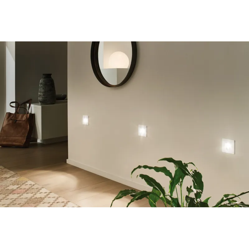 Kit Enc mur carré 1x1,7W 2700K 230 V  blanc /plastique - Pas cher