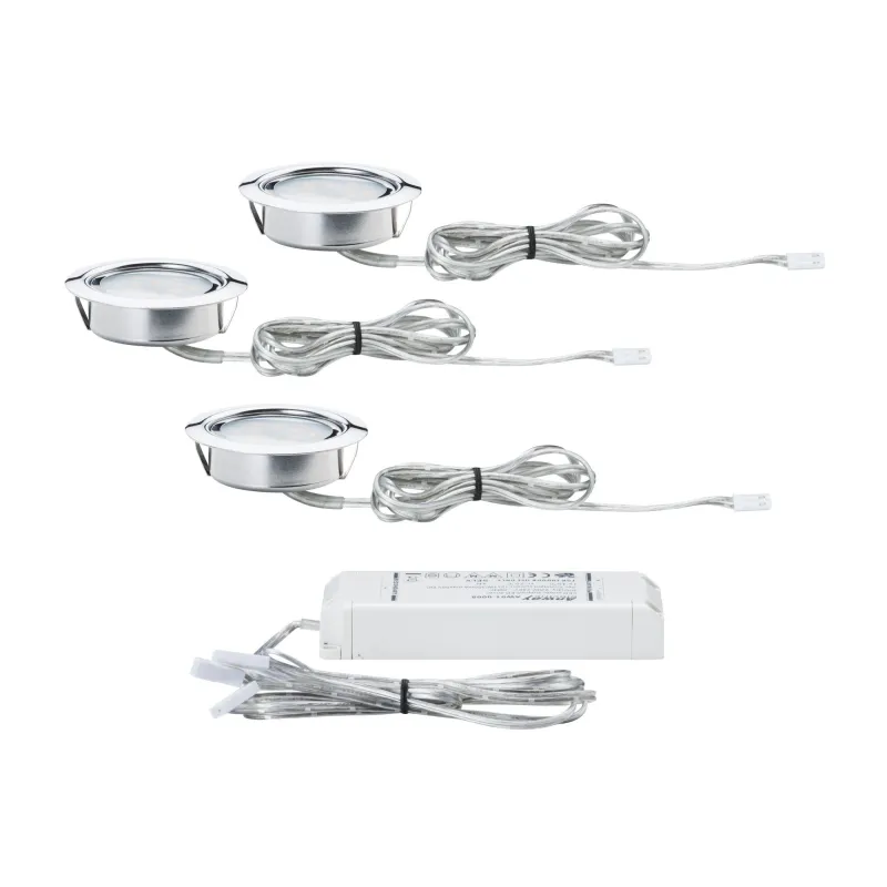 Kit encastrés meuble LED 3x4,5W 12VA 230V/350mA 65mm chrome/métal -...
