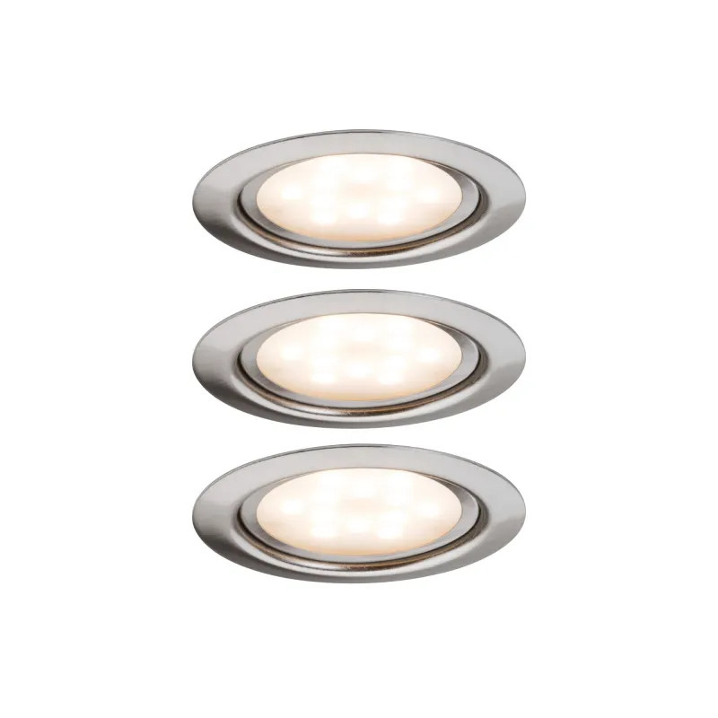 Kit encastrés meuble LED 3x4,5W 6VA 230V/350mA 65mm acier brossé/mé...