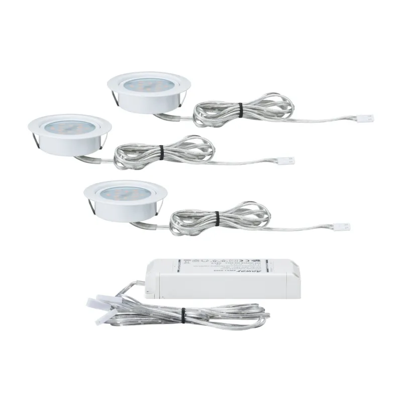 Kit encastrés meuble LED 3x4,5W 6VA 230V/350mA 65mm blanc/métal - P...