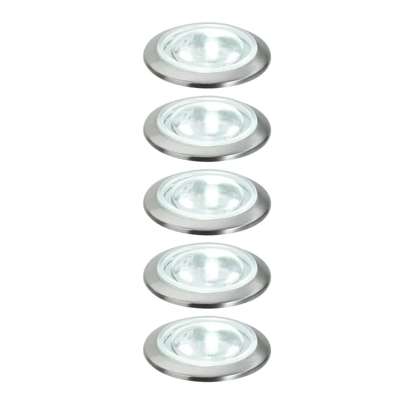 NP Mini encastrés LED rond 5x0,5W 3,6VA 230/12V 35mm acier brossé -...