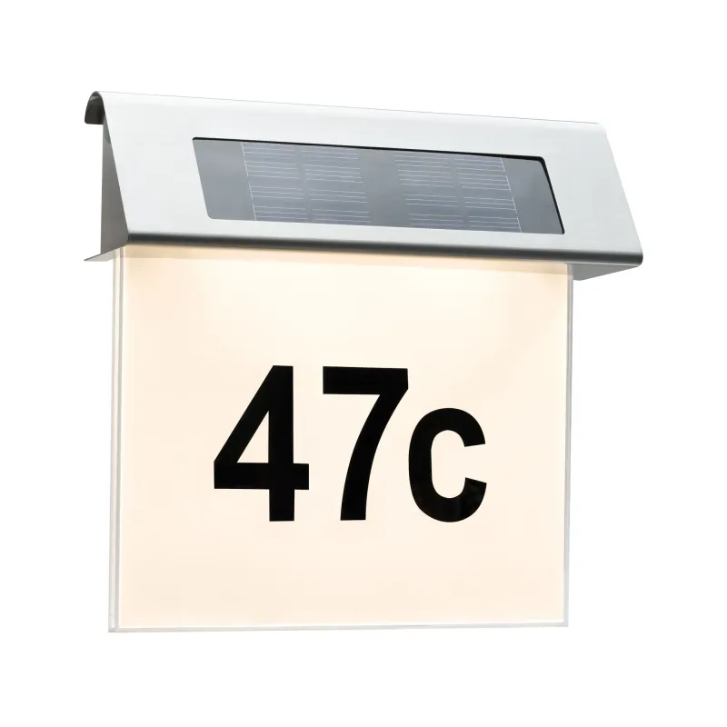 Special applique solaire numéro façade IP44 LED 1x0,2W acier/blanc acier/acryl