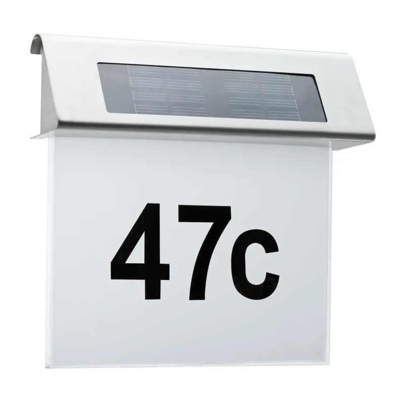 Special applique solaire numéro façade IP44 LED 1x0,2W acier/blanc acier/acryl