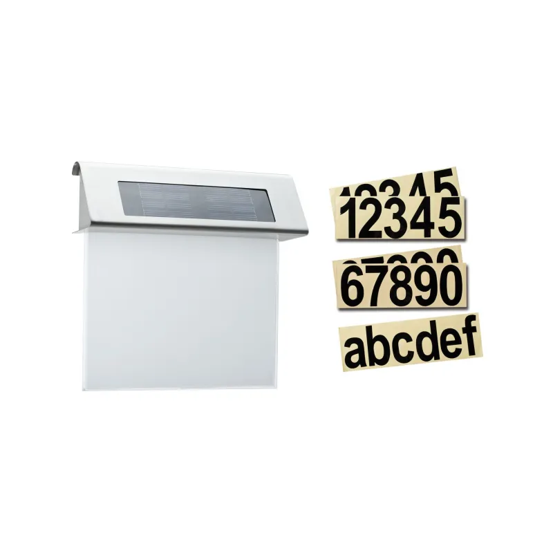 Special applique solaire numéro façade IP44 LED 1x0,2W acier/blanc acier/acryl