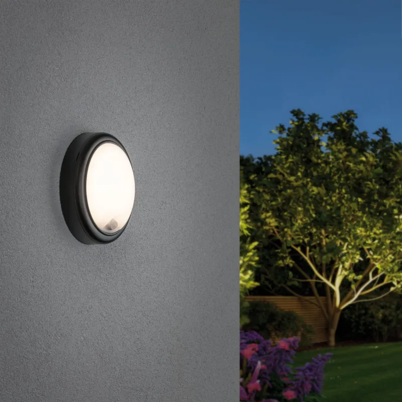 Applique 230V Cone Wall Dét mouvement IP44 15W 3000K plastique gris...