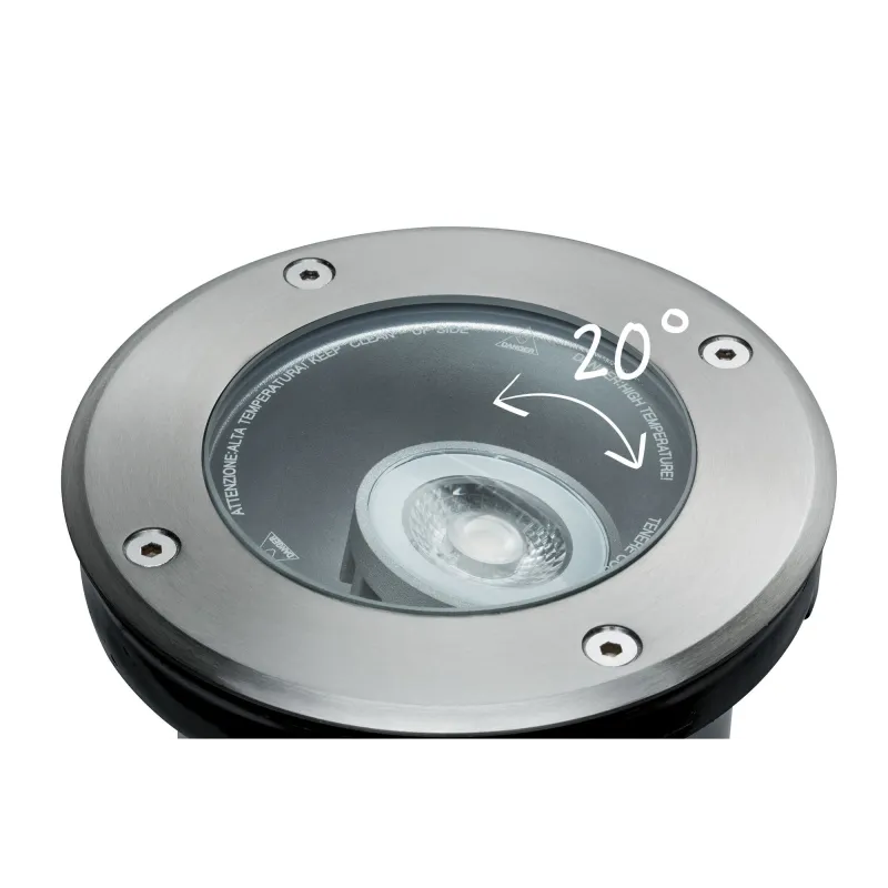 Luminaire encastré dans le sol Plug & Shine IP67 3000K 38° 6W 24V argent orientable