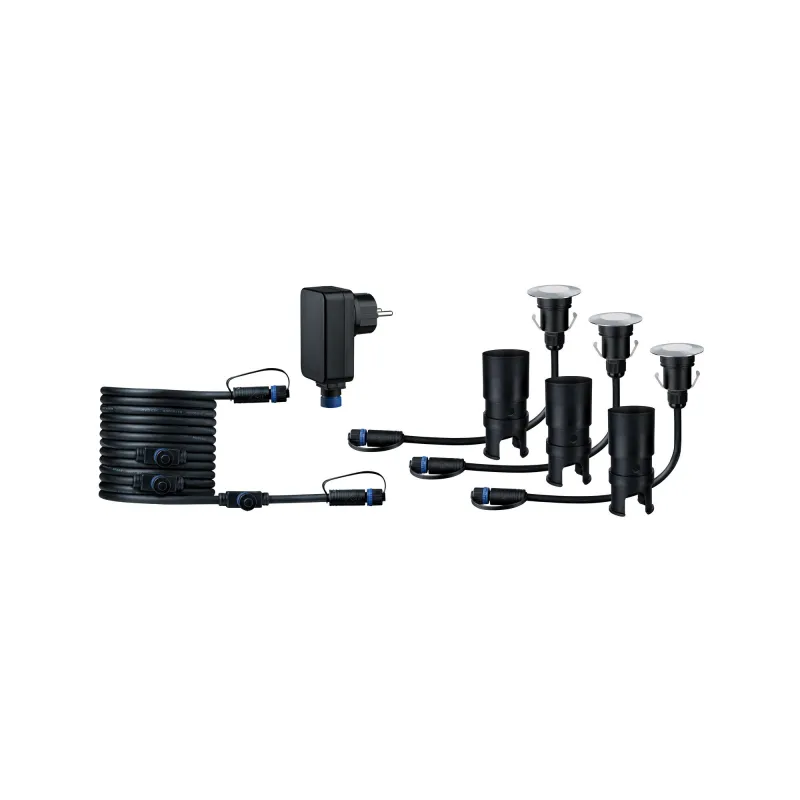 Kit encastré sol Mini plug & play exterieur IP65 3000K 3x2,5W 24V 55mm argent