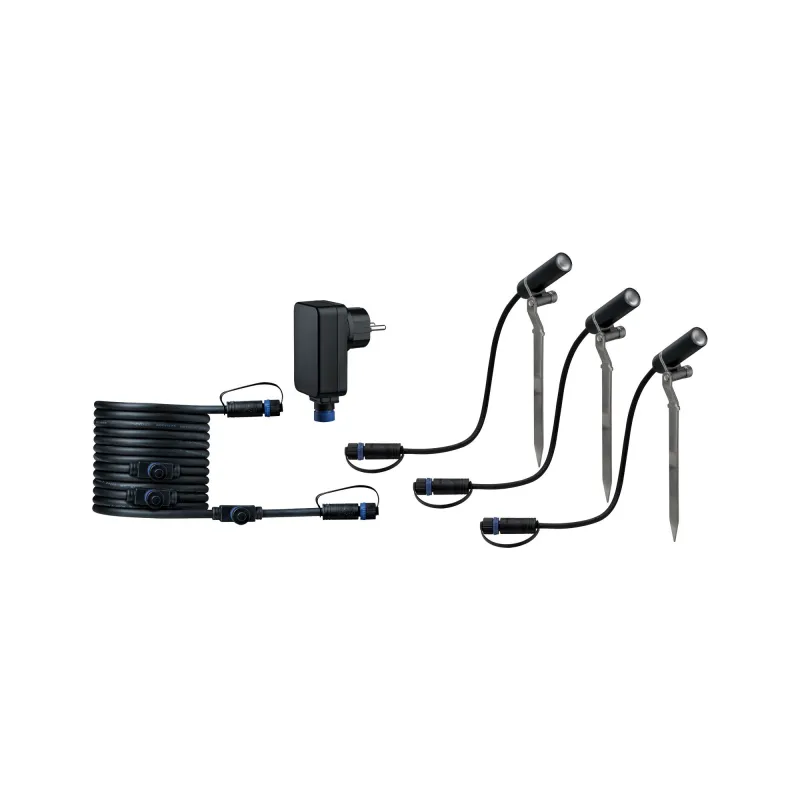 kit Spot piquet exterieur pleug&play plastique planter 3000K 3x2,5W 24V 40° Anthracite aluminium